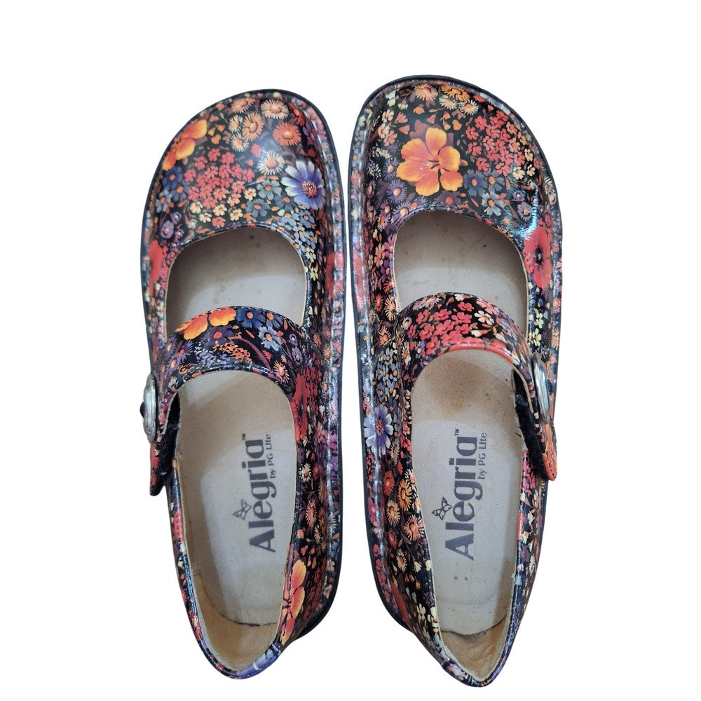 Alegria Paloma Mary Jane Clogs Midnight Garden Leather Shoes Womens 36 Size 6